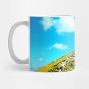 View from Sassotetto at a Sibillini slope with rocks and vegetation under the sky Mug